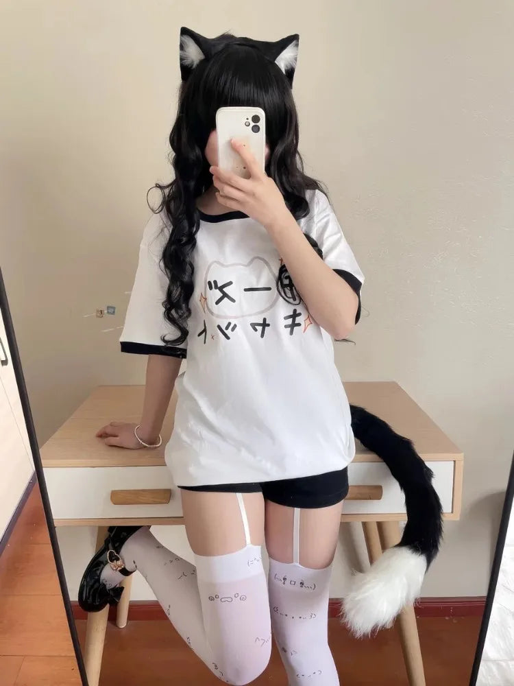 Harajuku Loose Cartoon T-Shirt - Y2K Aesthetic Cute Top for Trendy Outfits