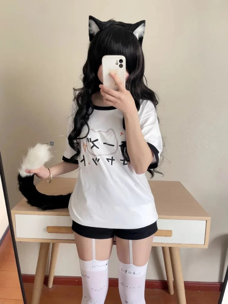 Harajuku Loose Cartoon T-Shirt - Y2K Aesthetic Cute Top for Trendy Outfits