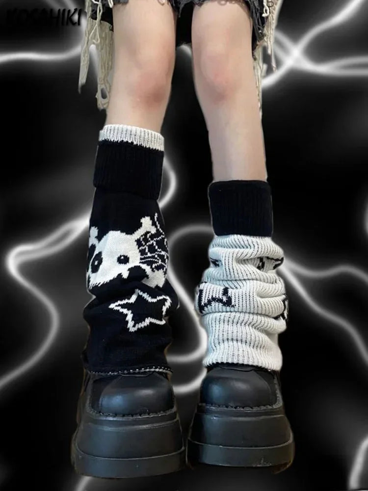 Harajuku Y2K Aesthetic Two-Sided Leg Warmers for Trendy Outfits and Cozy Vibes