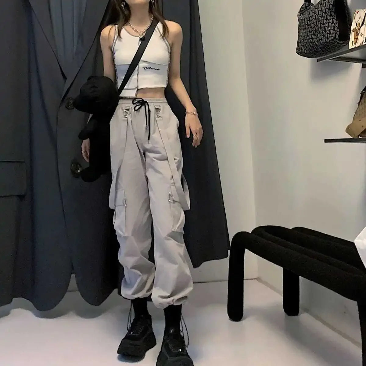 Harajuku Y2K Oversized Cargo Joggers for Trendy Coquette and Grunge Aesthetic Outfits