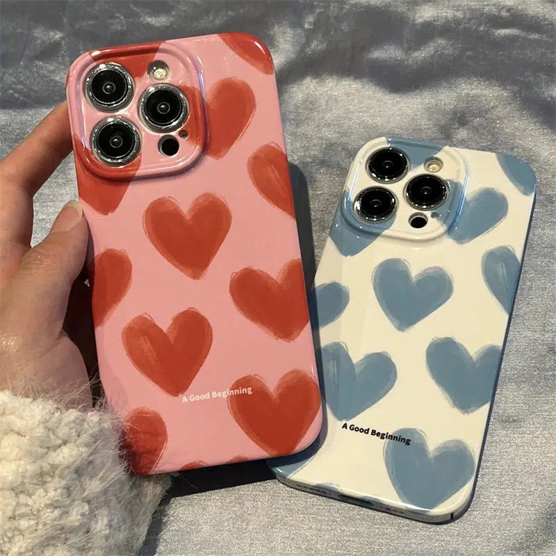 Heart Painting Aesthetic Phone Case - Cute Kawaii Style for Y2K Fashion Lovers