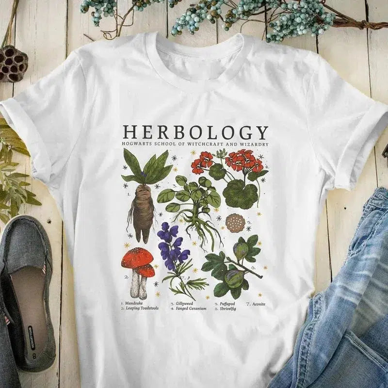 Herbology Tee: Y2K Aesthetic Graphic Top for Coquette and Grunge Style Lovers