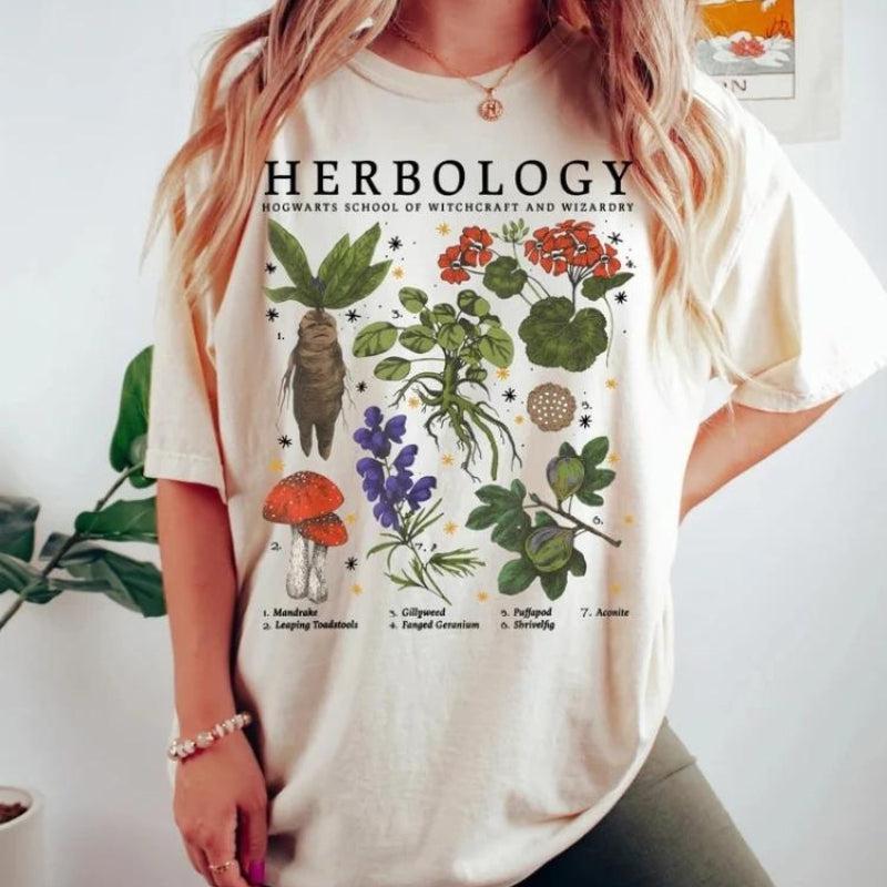 Herbology Tee: Y2K Aesthetic Graphic Top for Coquette and Grunge Style Lovers