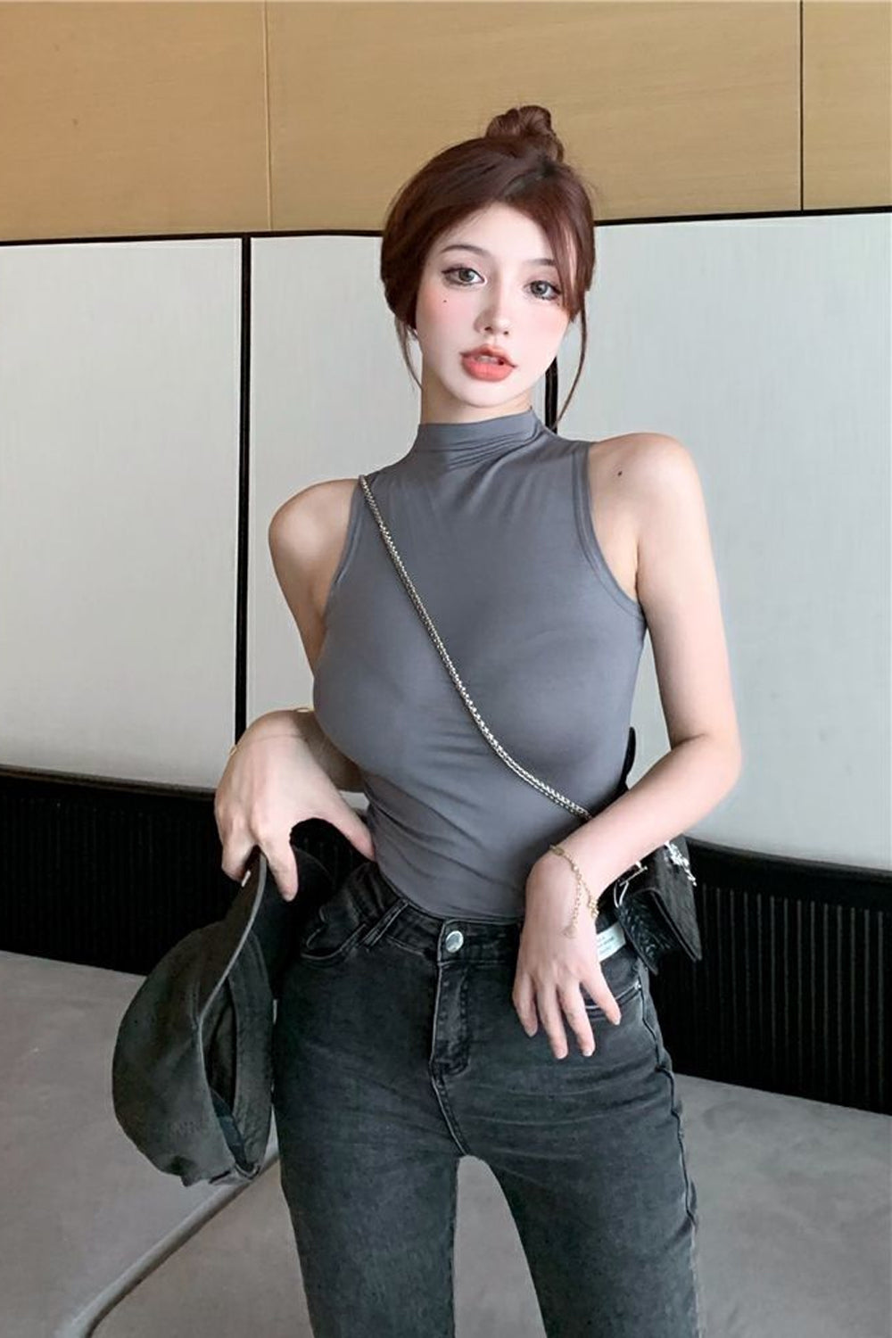 High Collar Halter Tube Crop Top - Y2K Fashion Essential for Aesthetic Outfits