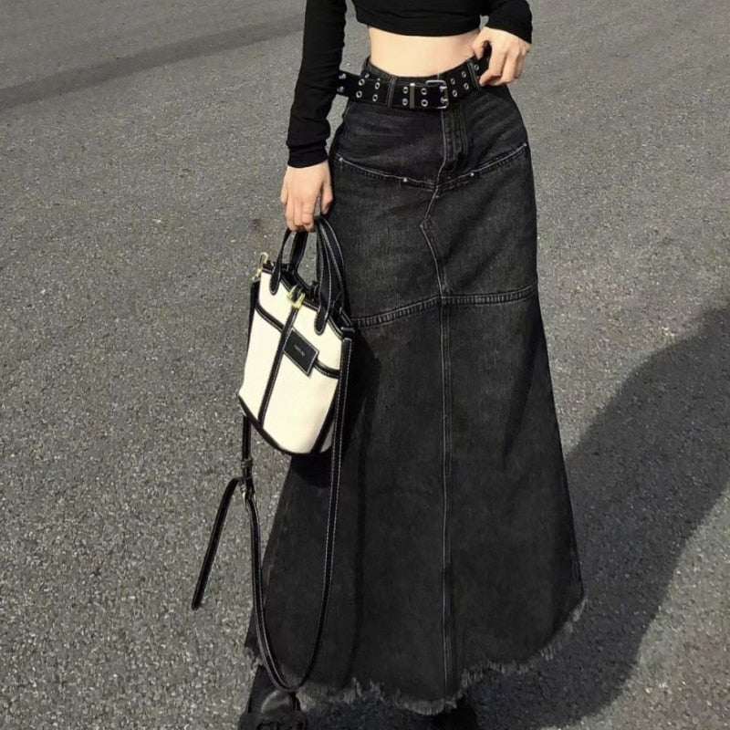 High-Waisted Denim Cargo Skirt - Y2K Aesthetic Fashion for Trendy Outfits