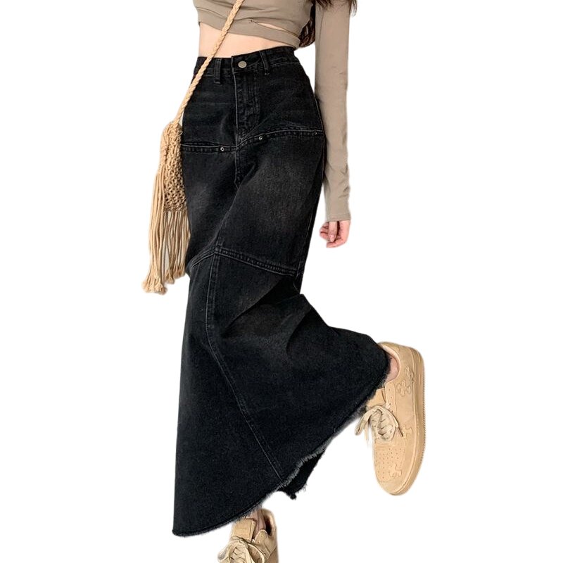 High-Waisted Denim Cargo Skirt - Y2K Aesthetic Fashion for Trendy Outfits