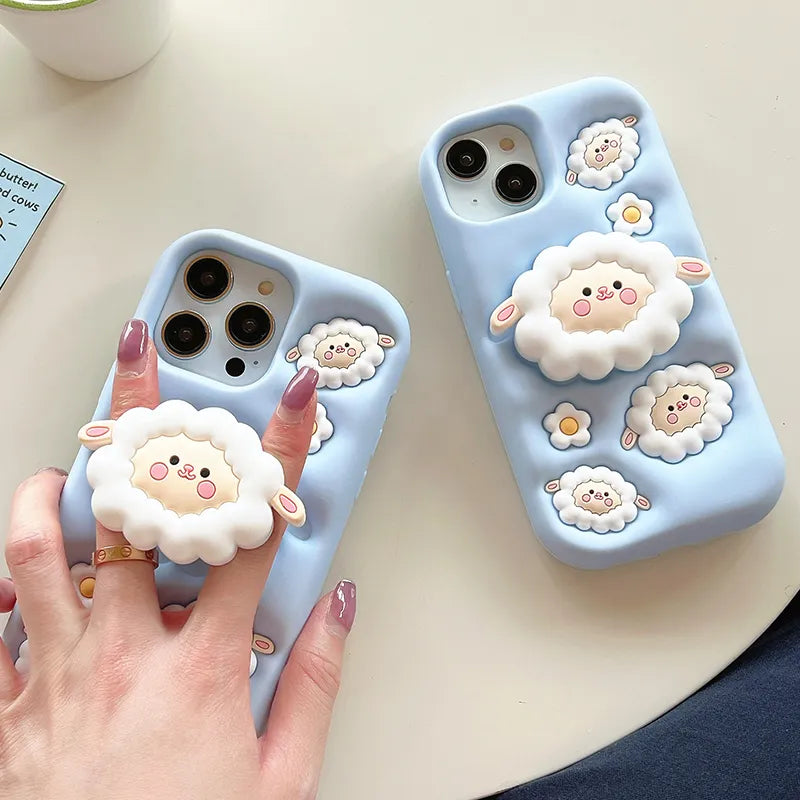 Kawaii 3D Sheep Phone Case - Cute Aesthetic Accessory for Y2K and Coquette Styles