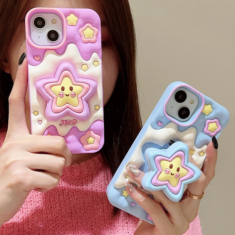 Kawaii 3D Star Phone Case - Cute Aesthetic Accessory for Y2K and Coquette Styles