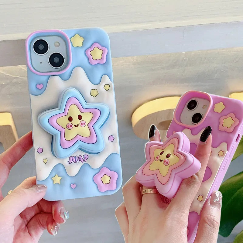 Kawaii 3D Star Phone Case - Cute Aesthetic Accessory for Y2K and Coquette Styles