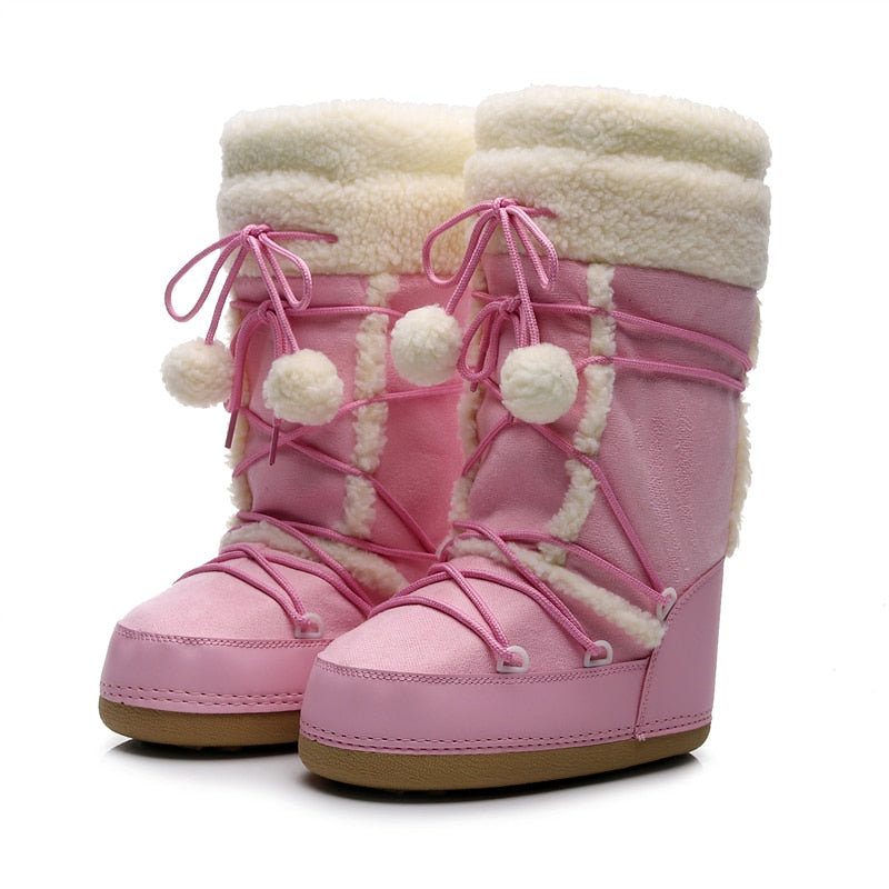 Kawaii Aesthetic Coquette Pink Winter Boots for Y2K Fashion Lovers