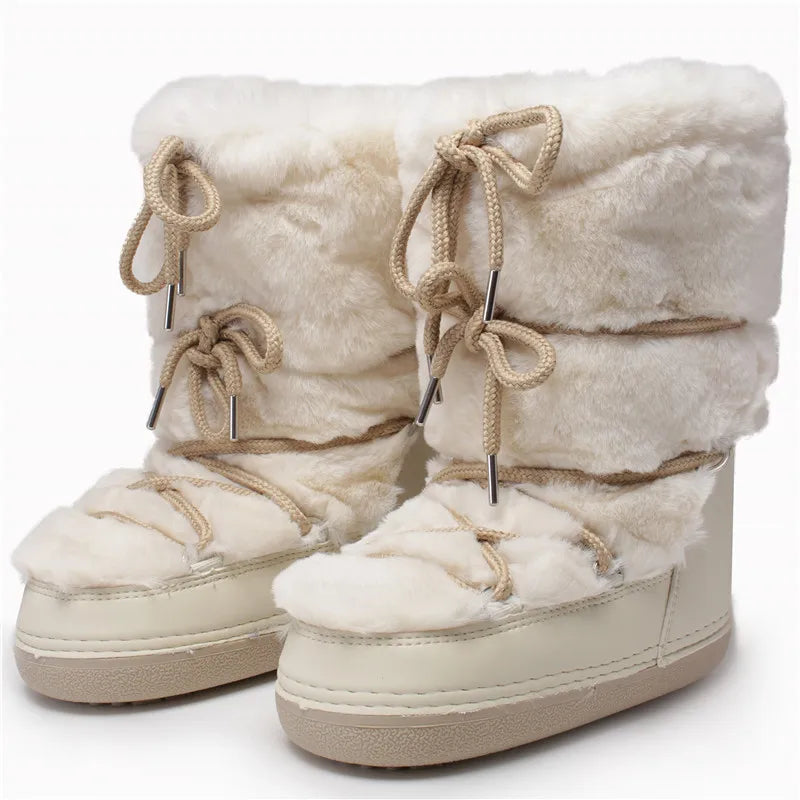 Kawaii Aesthetic Coquette Women's White Winter Boots for Y2K Fashion Lovers