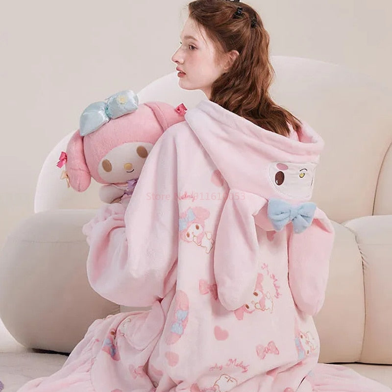 Kawaii Aesthetic My Melody Pajama Set - Cute Pink Sanriocore Loungewear for Cozy Nights