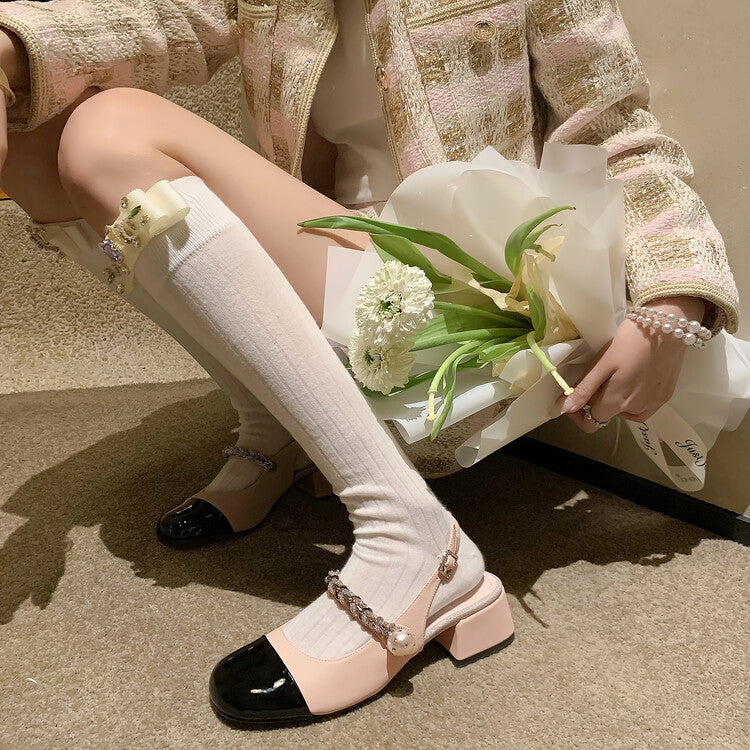 Kawaii Aesthetic Slingback Low Heel Shoes in Baby Pink - Jang Wonyoung Inspired Old Money Style