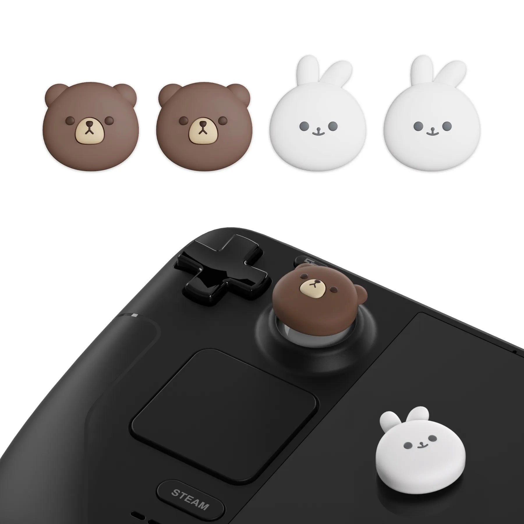 Kawaii Animal Thumb Grip Caps for Steam Deck - Cute Gaming Accessories for Y2K Aesthetic