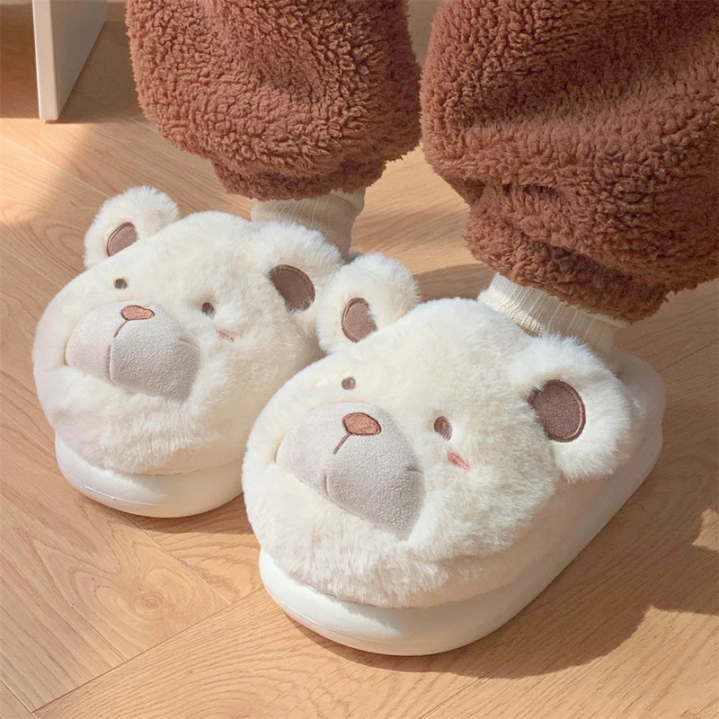 Kawaii Bear Cozy Winter Slippers for Cute Aesthetic Comfort and Style