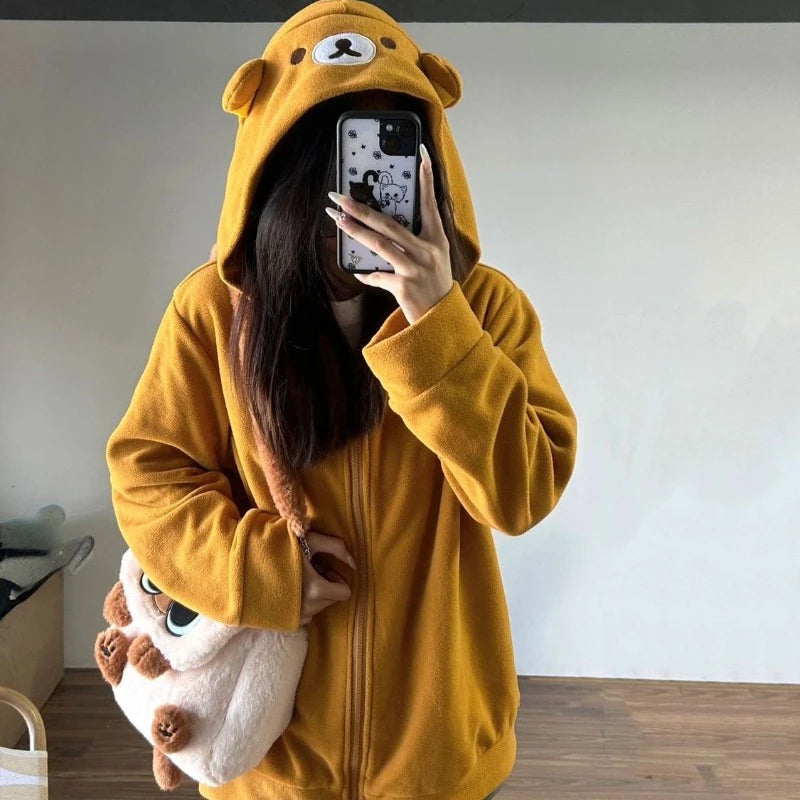 Kawaii Bear Hoodie - Adorable Y2K Style Comfy Hoodie for Cute Aesthetic Outfits