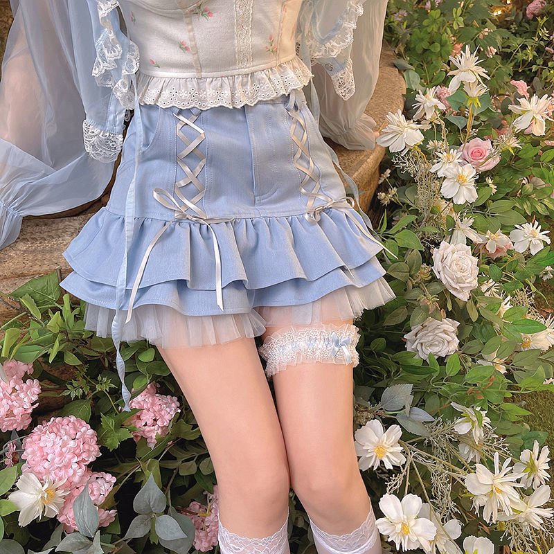 Kawaii Blue Cargo Skirt - Y2K Aesthetic Cute Skirt for Stylish Outfits