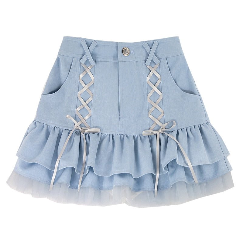 Kawaii Blue Cargo Skirt - Y2K Aesthetic Cute Skirt for Stylish Outfits