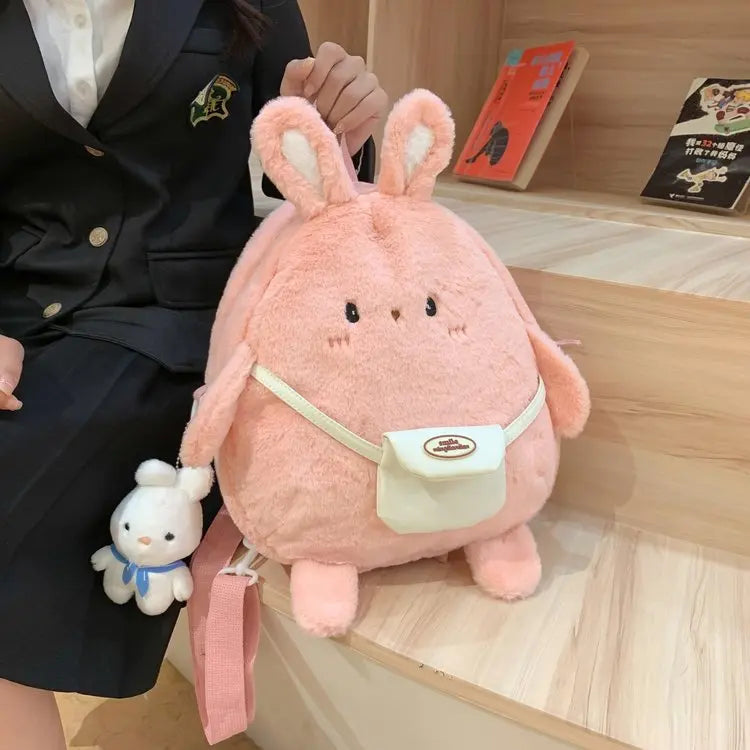 Kawaii Cartoon Plush Rabbit Backpack - Cute Aesthetic Bag for Y2K and Coquette Style