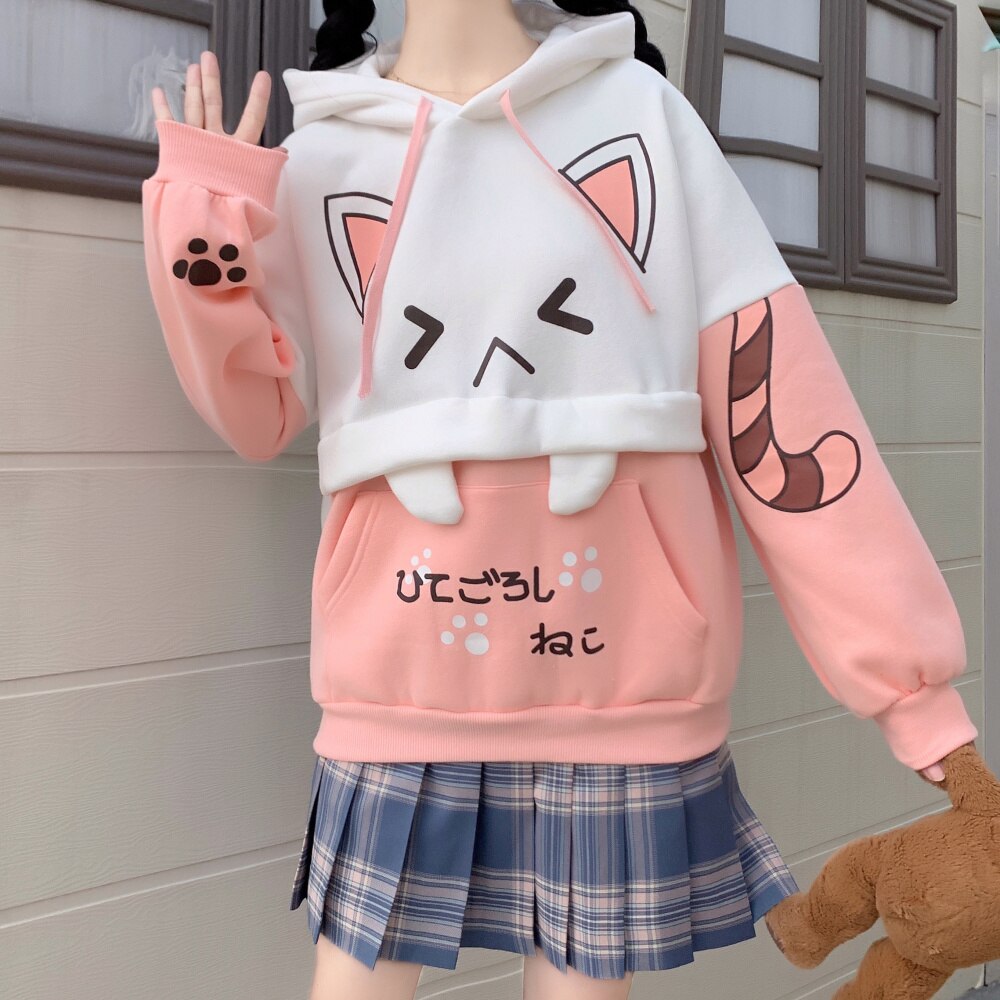 Kawaii Cat Ear Hoodie - Y2K Fashion Cute Top for Cozy Aesthetic Outfits