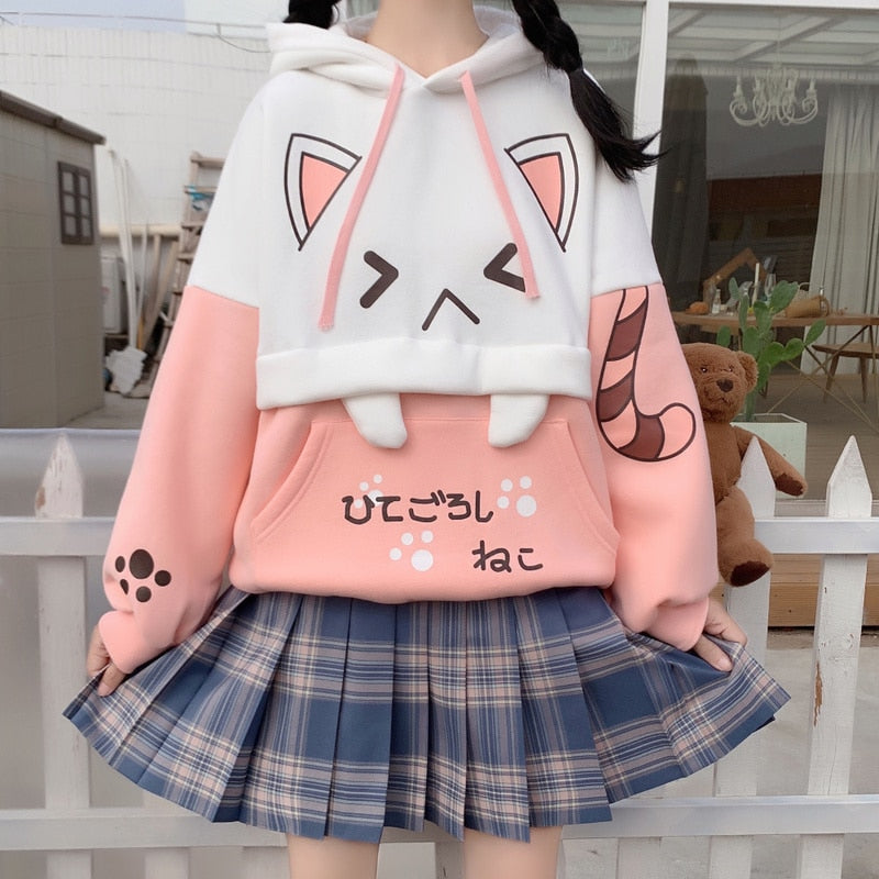 Kawaii Cat Ear Hoodie - Y2K Fashion Cute Top for Cozy Aesthetic Outfits