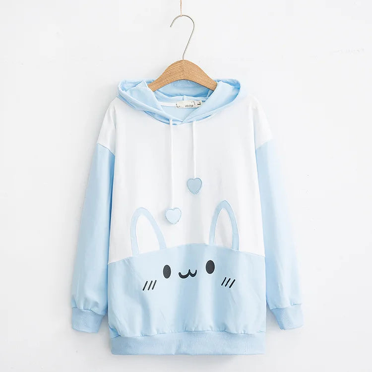 Kawaii Cat Graphic Hoodie - Cute Y2K Style Pullover for Cozy Aesthetic Outfits