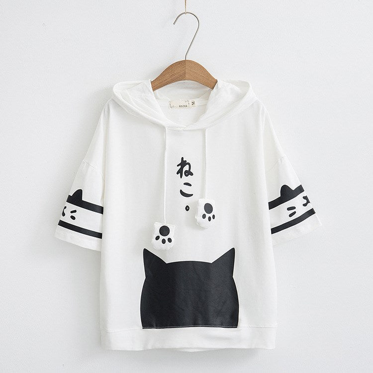 Kawaii Cat Harajuku Tee - Adorable Y2K Aesthetic Top for Cute Outfits and Street Style