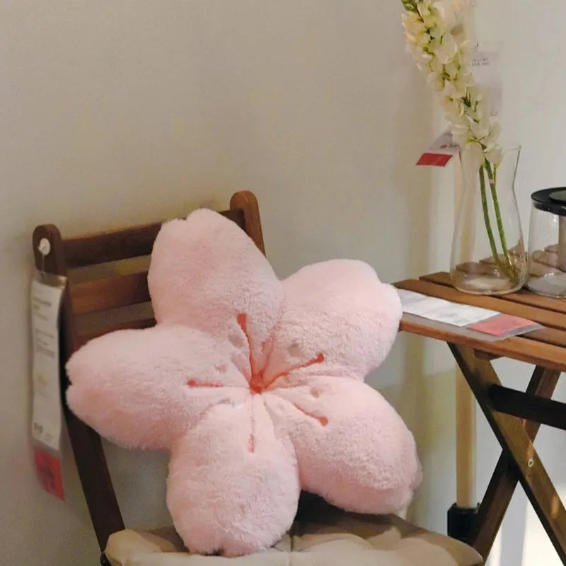 Kawaii Cherry Blossom Plush Pillow - Adorable Soft Decor for Cozy Aesthetic Rooms