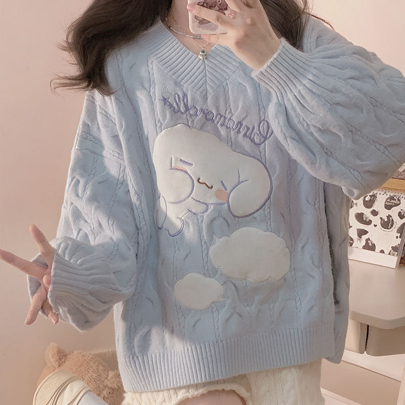 Kawaii Cinnamoroll Aesthetic Baby Blue Sweater for Cozy Y2K Fashion Lovers