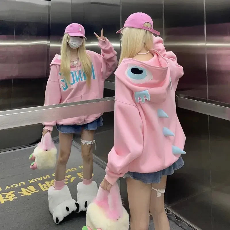 Kawaii Dinosaur Hoodie - Cute Y2K Style Pullover for Adorable Aesthetic Outfits