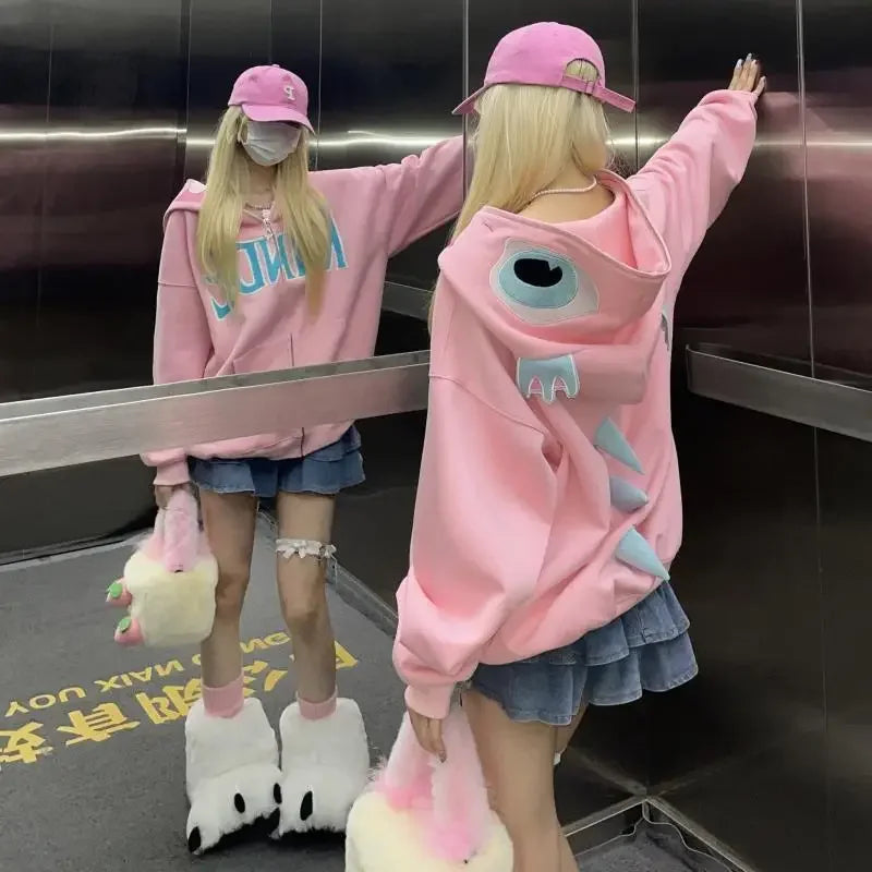 Kawaii Dinosaur Hoodie - Cute Y2K Style Pullover for Adorable Aesthetic Outfits