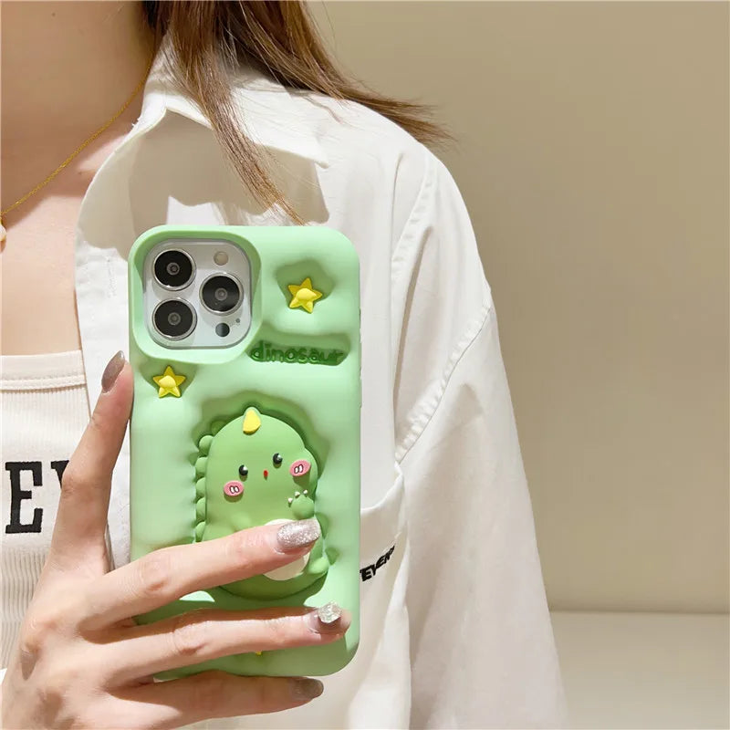 Kawaii Dinosaur Phone Case - Cute Aesthetic Accessory for Y2K and Kawaii Fashion Lovers