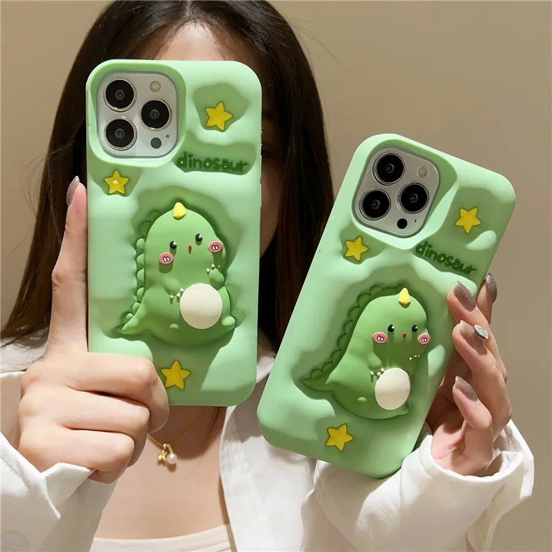 Kawaii Dinosaur Phone Case - Cute Aesthetic Accessory for Y2K and Kawaii Fashion Lovers