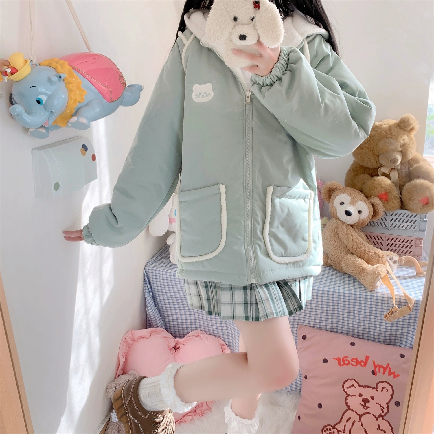 Kawaii Double-Sided Jacket for Y2K Fashion Lovers - Cute & Comfy Aesthetic Outerwear