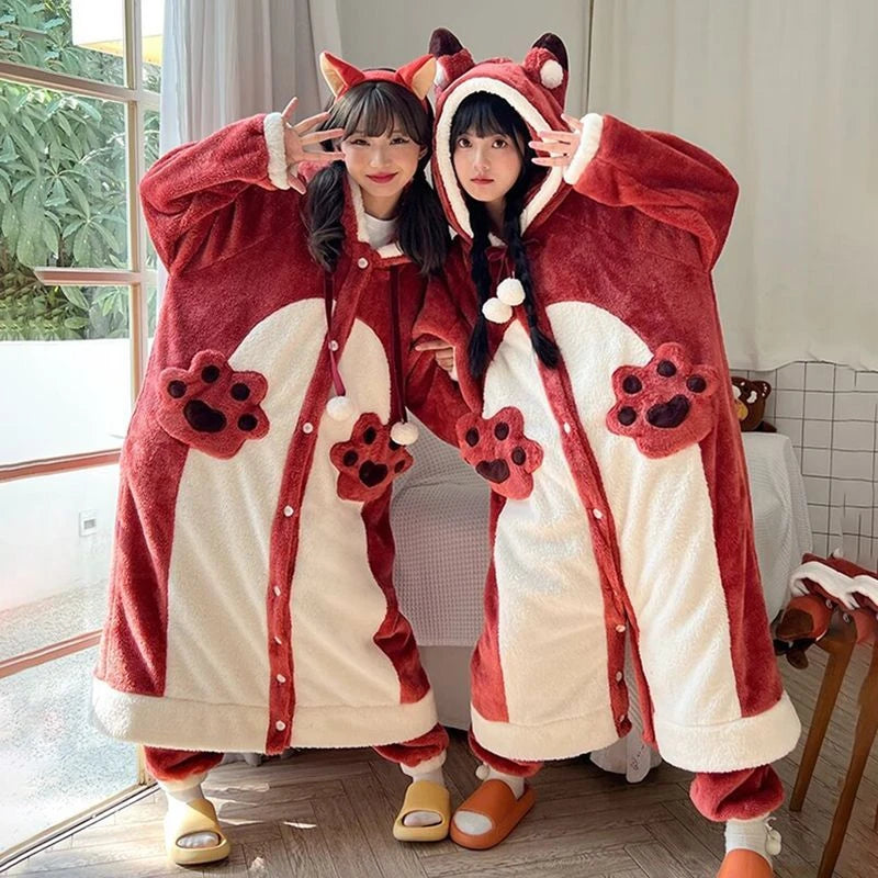 Kawaii Fox Kigurumi: Adorable Y2K-Inspired Cozy Onesie for Cute Aesthetic Outfits