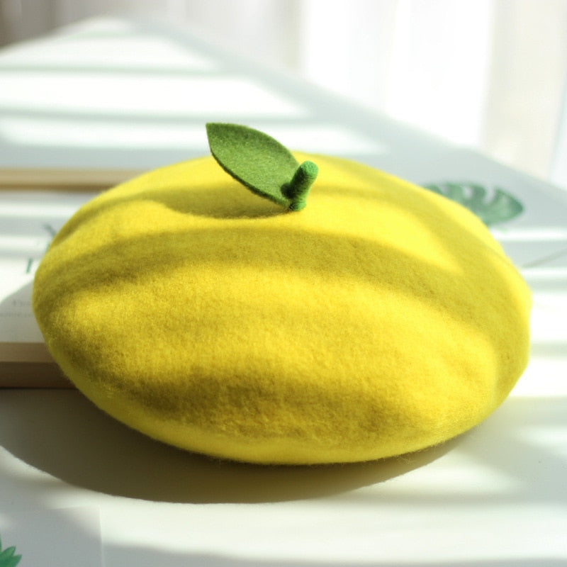 Kawaii Fruit Beret: Adorable Y2K Aesthetic Accessory for Cute Outfits and Pastel Styles