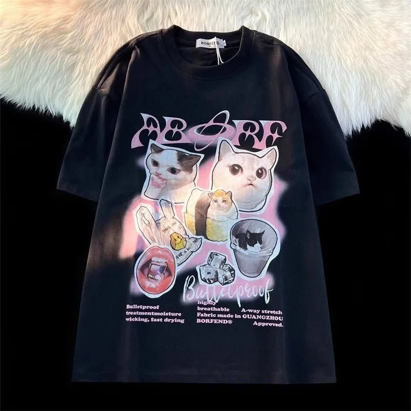 Kawaii Galaxy Cat Tee - Adorable Y2K Aesthetic Top for Cute Outfits and Comfy Style