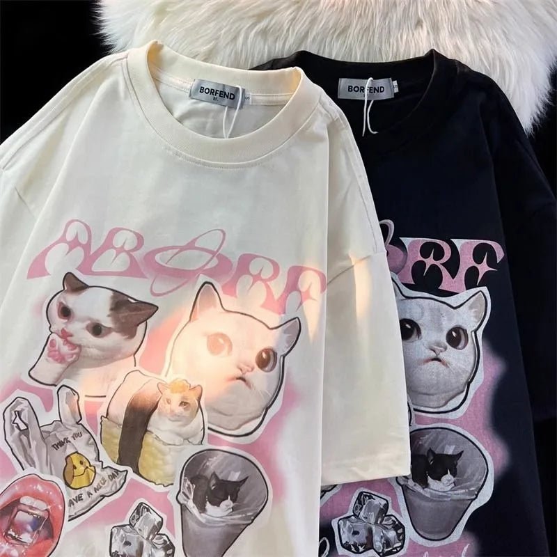 Kawaii Galaxy Cat Tee - Adorable Y2K Aesthetic Top for Cute Outfits and Comfy Style