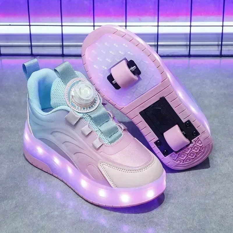 Kawaii Gradient LED Roller Sneakers for Y2K Aesthetic and Cute Outfits