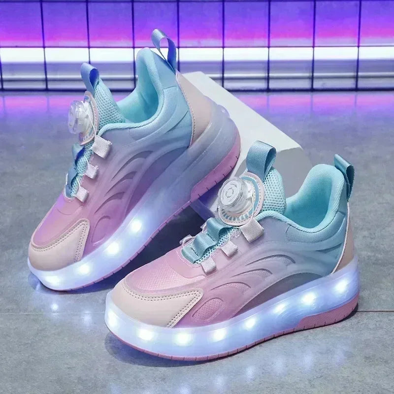 Kawaii Gradient LED Roller Sneakers for Y2K Aesthetic and Cute Outfits