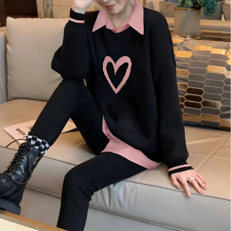 Kawaii Graphic Heart Sweatshirt - Cute Y2K Style for Cozy Aesthetic Outfits