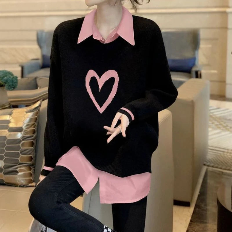 Kawaii Graphic Heart Sweatshirt - Cute Y2K Style for Cozy Aesthetic Outfits