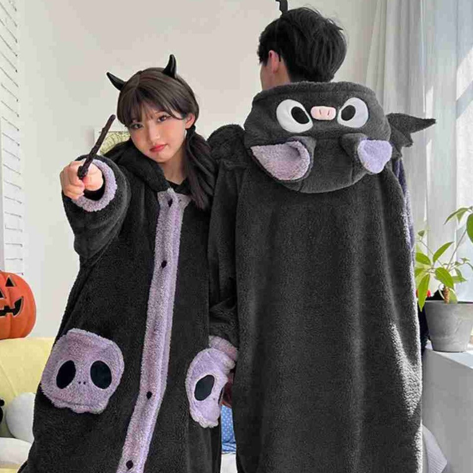 Kawaii Halloween Bat Kigurumi - Adorable Y2K Style Costume for Cozy Festive Fun