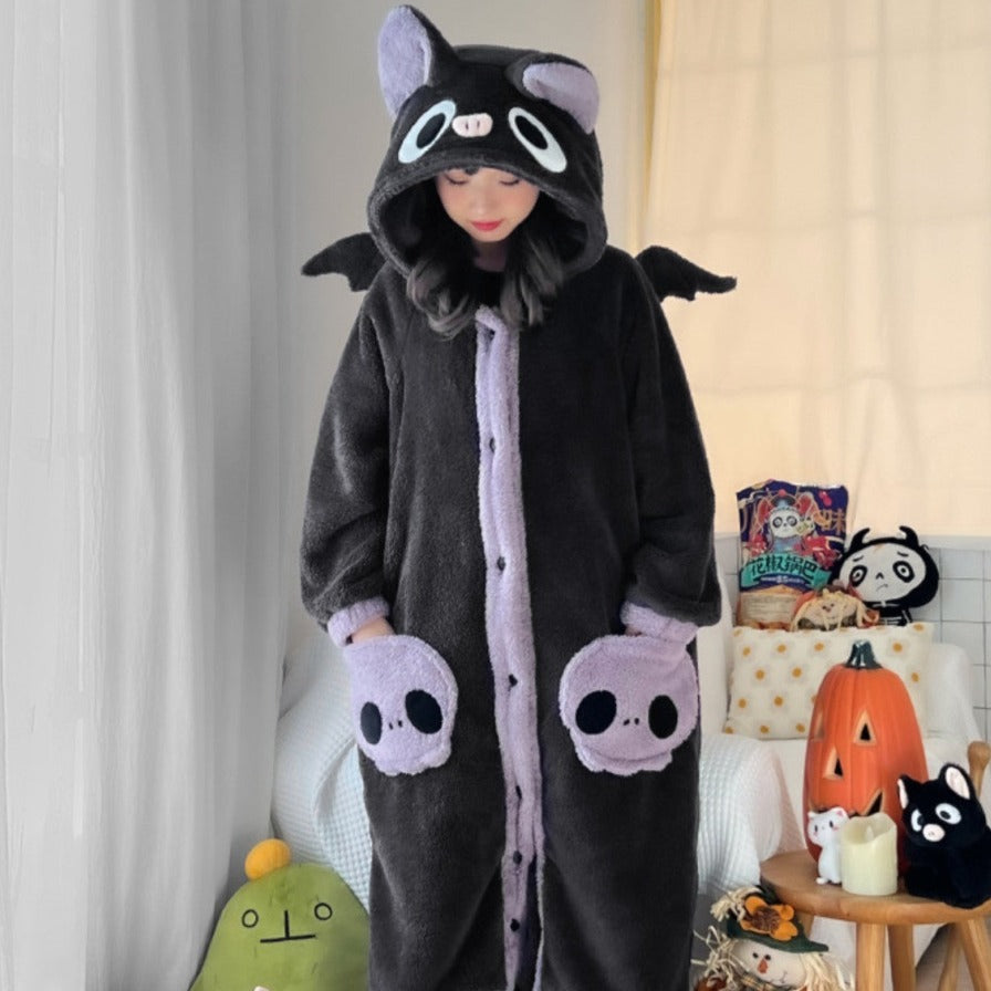 Kawaii Halloween Bat Kigurumi - Adorable Y2K Style Costume for Cozy Festive Fun