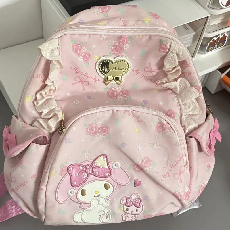 Kawaii Harajuku Aesthetic Cute Pink My Melody Backpack for Y2K Fashion Lovers