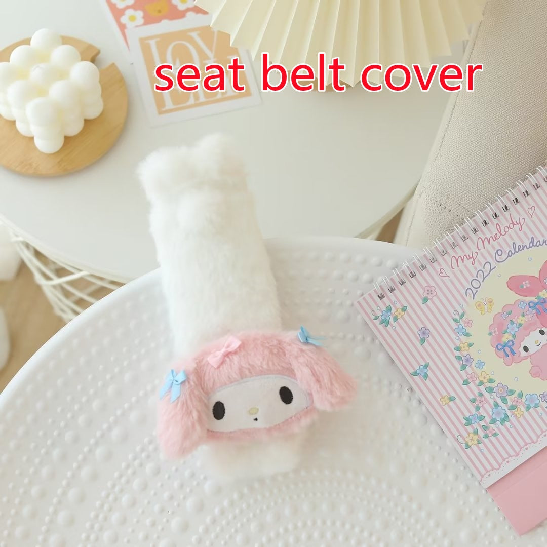 Kawaii Harajuku Aesthetic My Melody Sweet Piano Car Decoration Set with Headrest & Seatbelt Covers