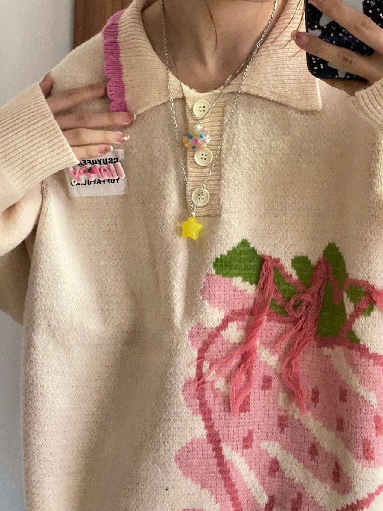 Kawaii Knitted Sweater in Y2K Style - Cute and Cozy for Aesthetic Outfits