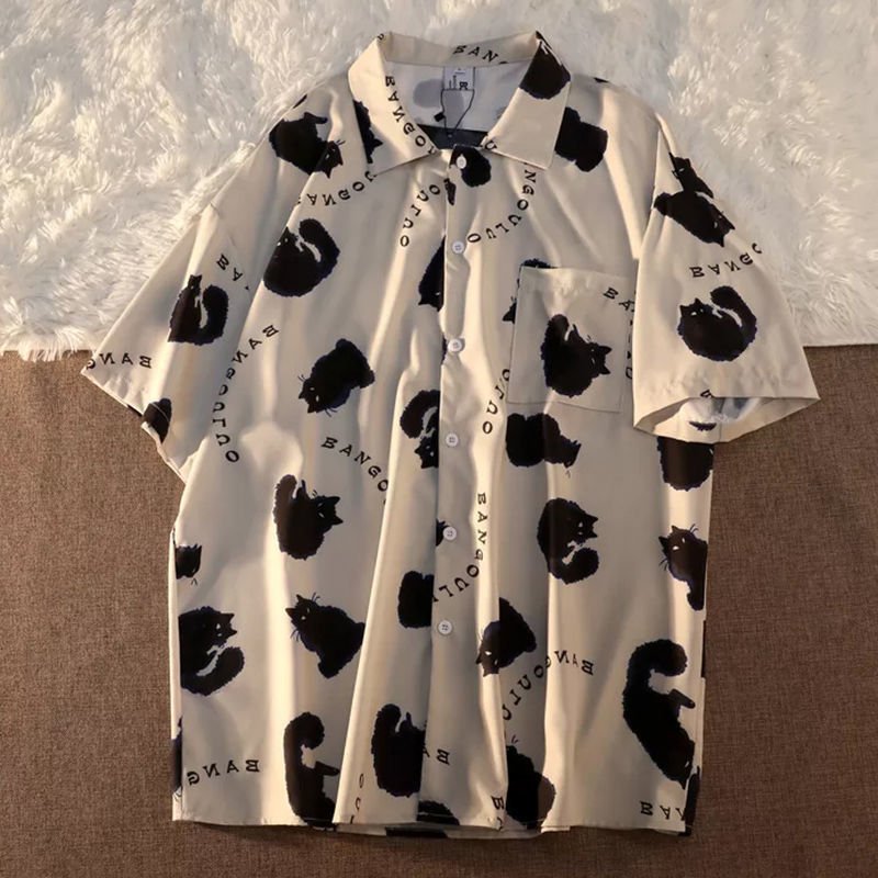 Kawaii Korean Cat Graphic Tee - Cute Y2K Aesthetic Top for Cozy Outfits