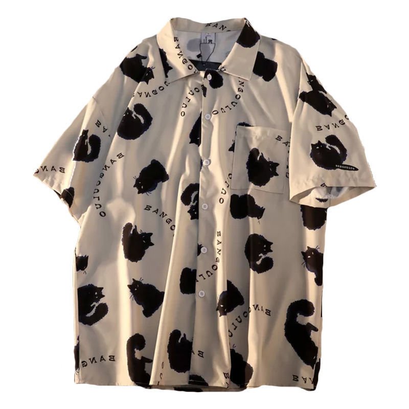 Kawaii Korean Cat Graphic Tee - Cute Y2K Aesthetic Top for Cozy Outfits