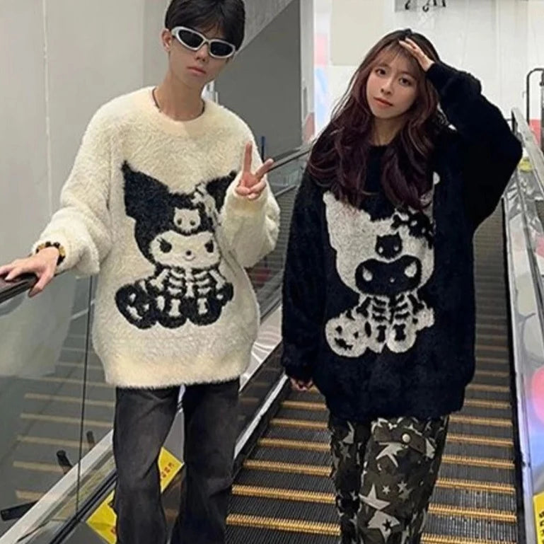 Kawaii Kuromi Skeleton Sweater for Women - Cute Halloween Y2K Fashion Top